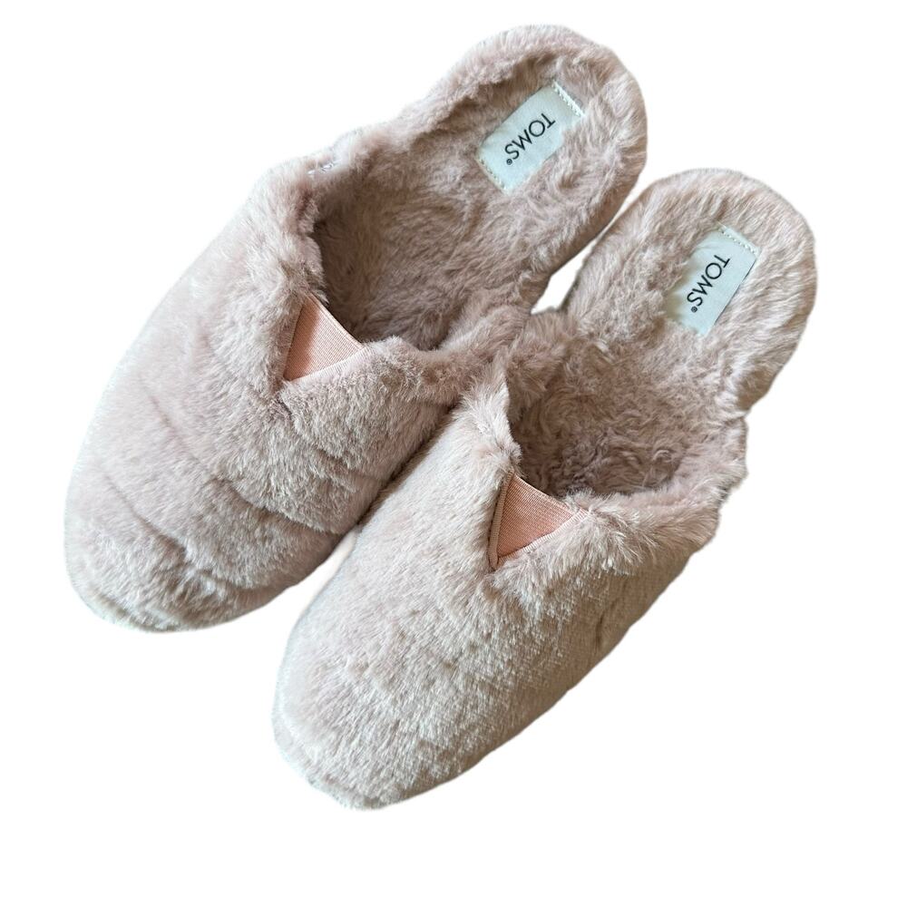 Toms | Size 7 Slippers Alpargata Mallow Mule Rose Smoke Faux Fur Pink - Picture 4 of 12